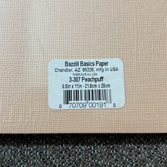 Bazzill Basics Paper Canvas Texture 8.5x11 Color Peachpuff #3-307 Cardstock NWT - Picture 2 of 3